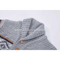 Boy's Knitted Diamond Jacquard Shawl Neck Pullover